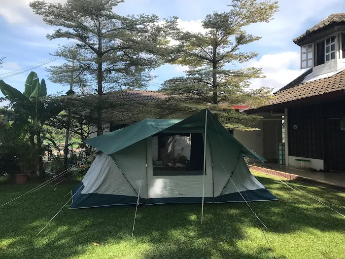 Ready set up tent in the gated garden, private property Picture 1