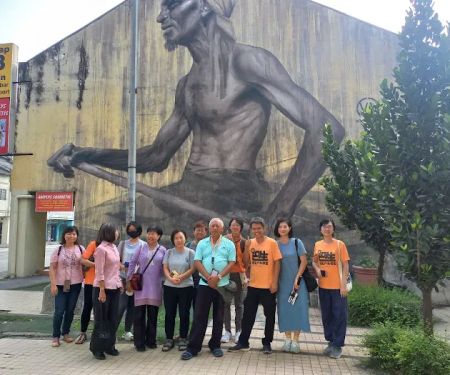 Port Klang Mural Wall Art (The Workman with a Hard Hat) by Judith de Leeuw