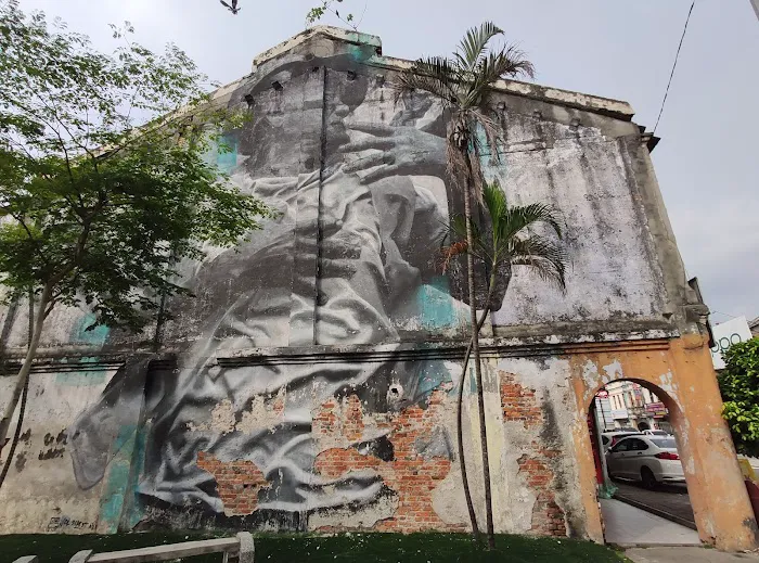 Port Klang Mural Wall Art (The Workman with a Hard Hat) by Judith de Leeuw Picture 2
